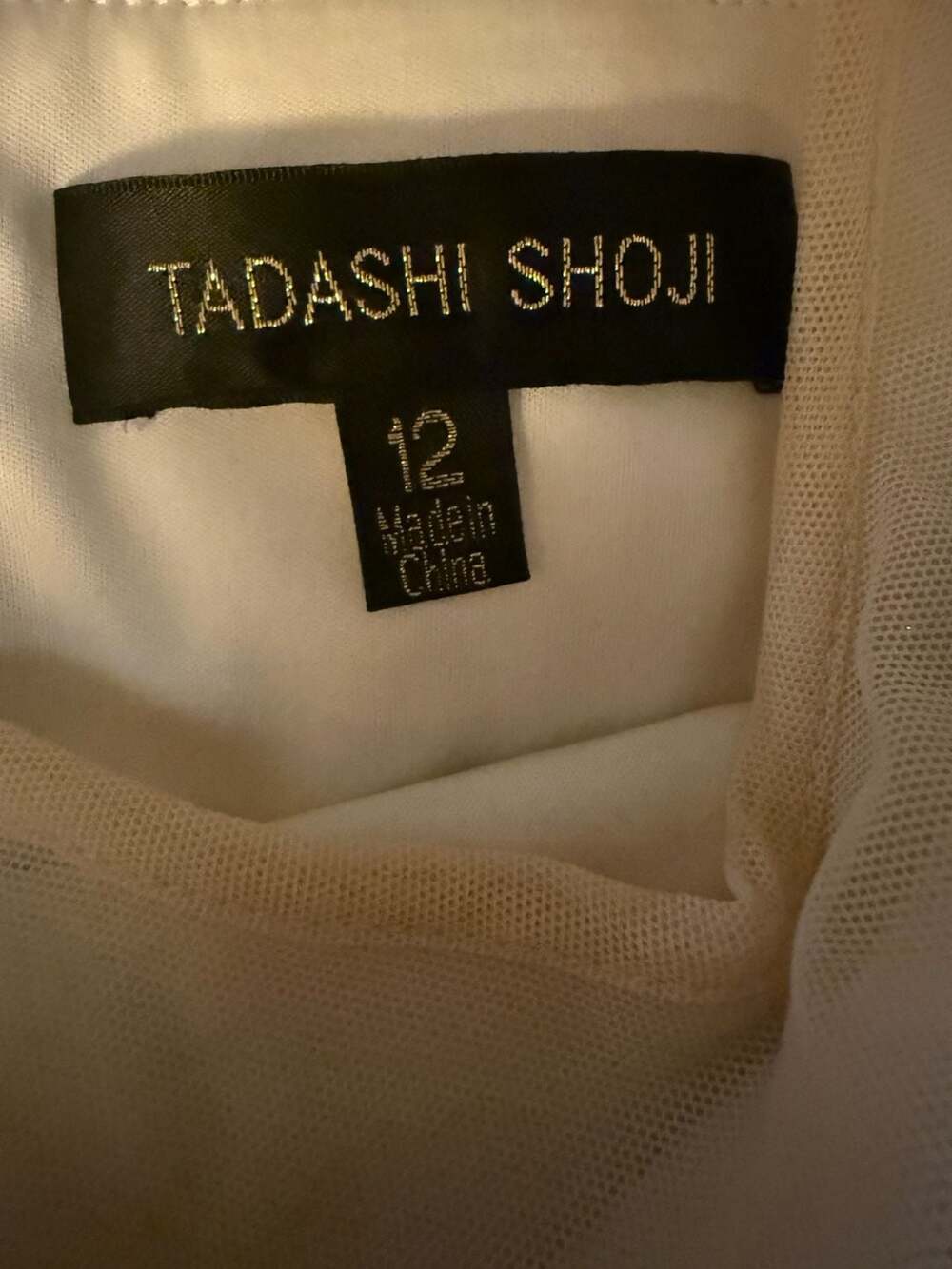 Tadashi Shoji Ivory Corded Lace Sheath Dress Size 12 Long Sleeve Illusion Mesh C - Picture 10 of 10
